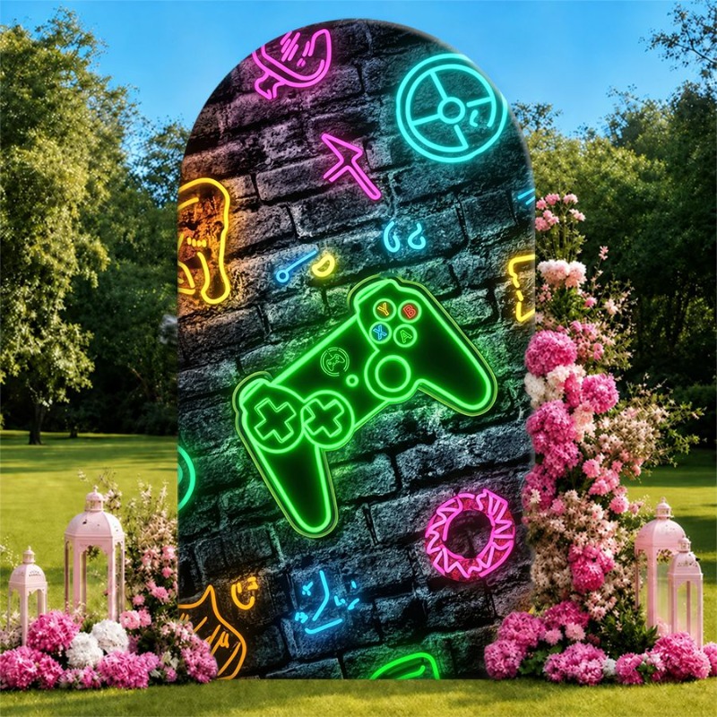 Gaming Console Icon - Single Side Arch Backdrop Cover Neon