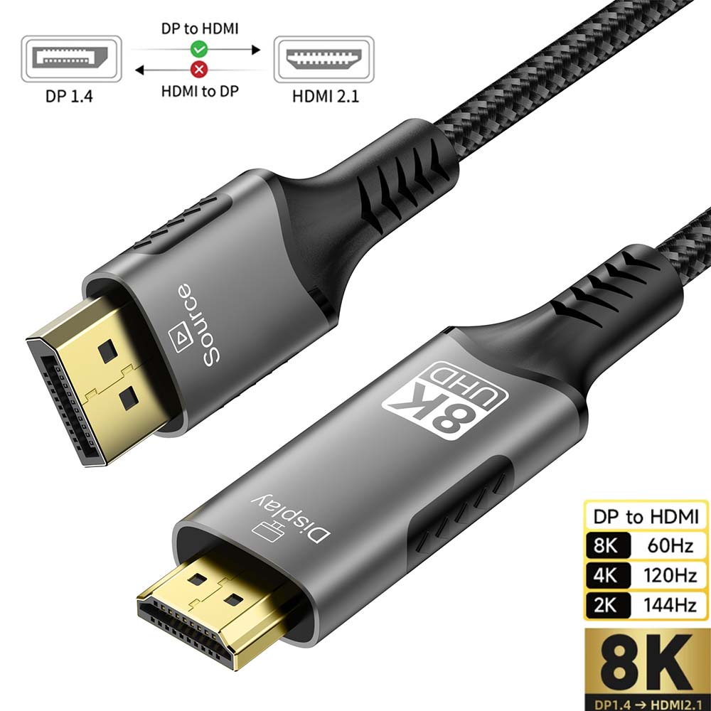 DisplayPort to HDMI Cable 8K D - Hdmi Cable 2.1 recension och pris