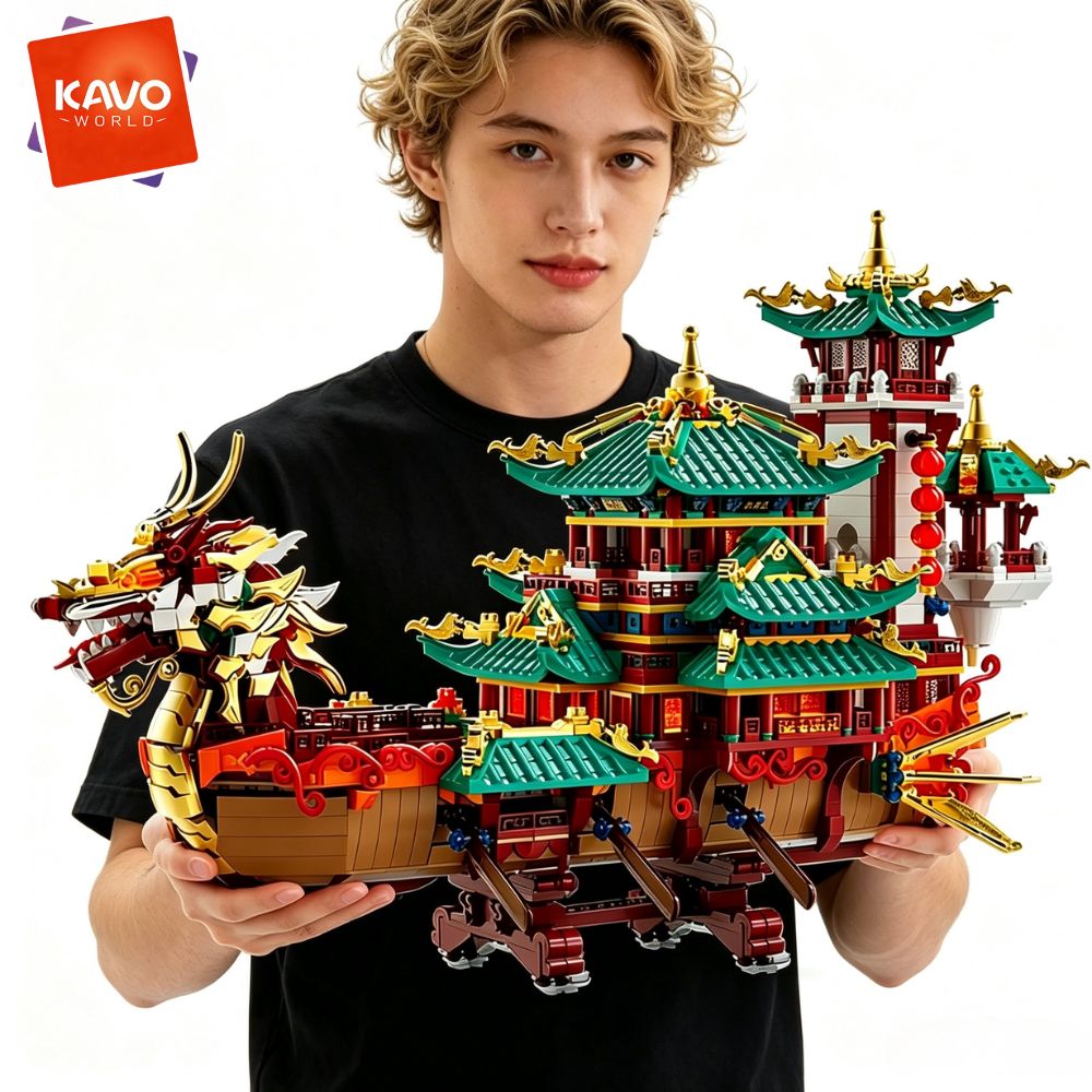 KAVOWORLD 2453pcs Dragon Boat  - Gaming Console Lego recension och pris