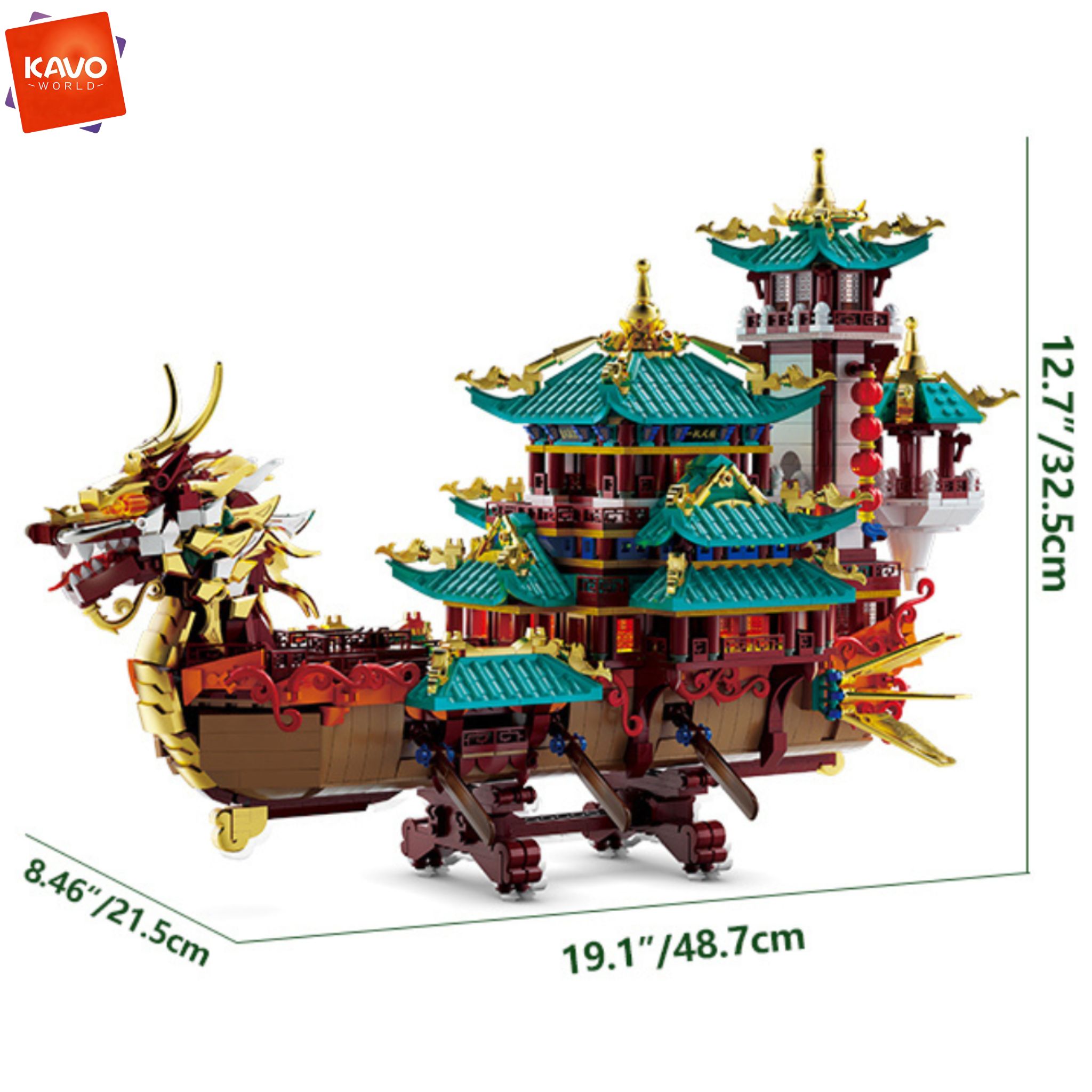 KAVOWORLD 2453pcs Dragon Boat  - Gaming Console Lego recension och pris