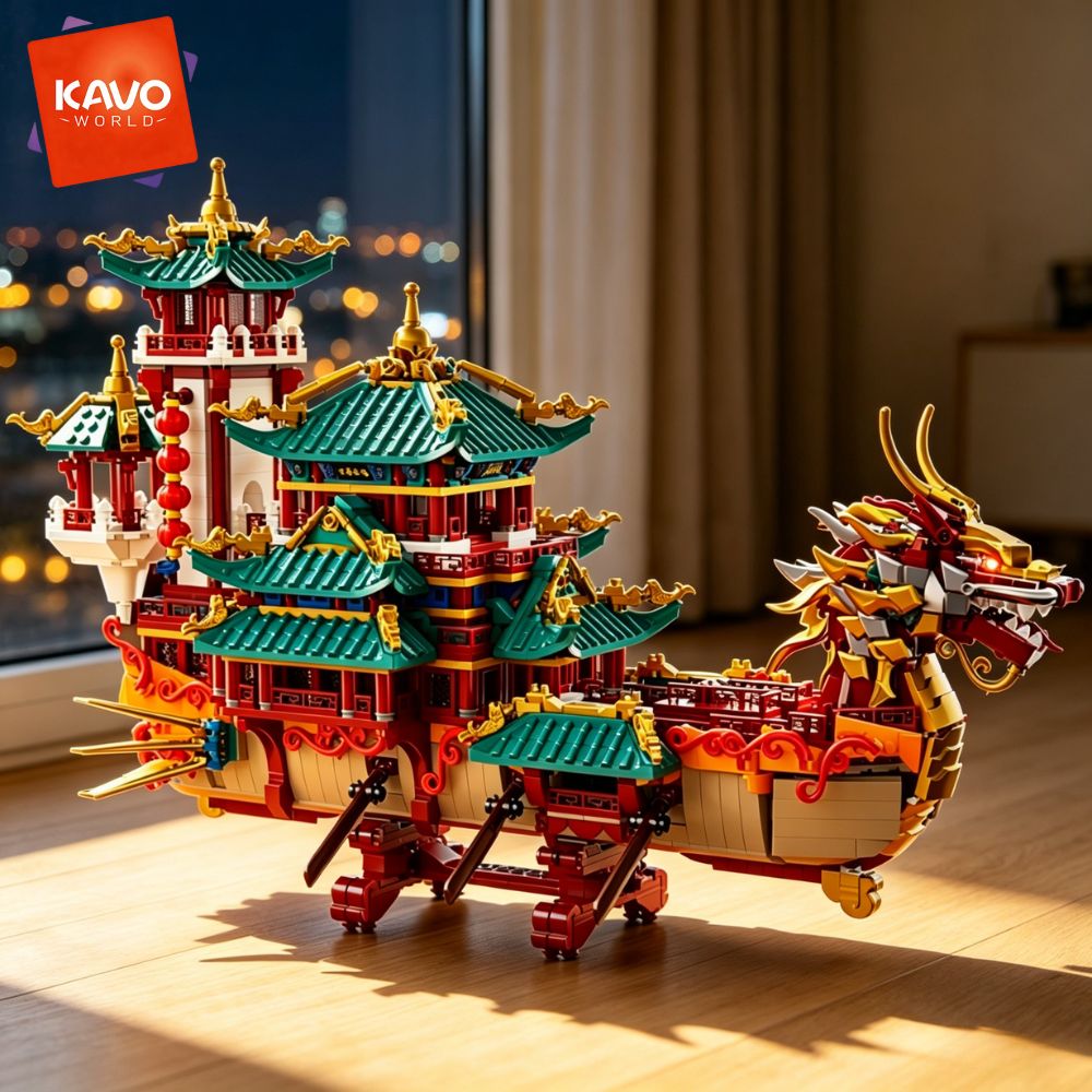 KAVOWORLD 2453pcs Dragon Boat  - Gaming Console Lego recension och pris