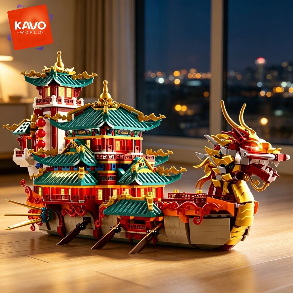 KAVOWORLD 2453pcs Dragon Boat  - Gaming Console Lego recension och pris